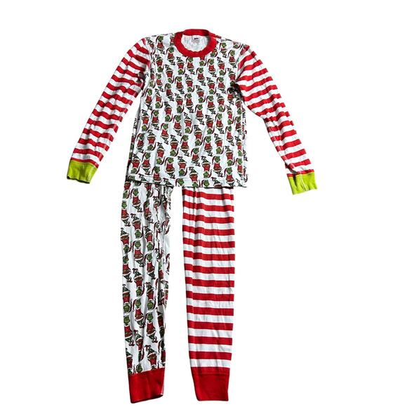 Hanna Andersson Dr Seuss Grinch Pajama Set Adult Sz XS Top Bottom Long Johns - Picture 1 of 8